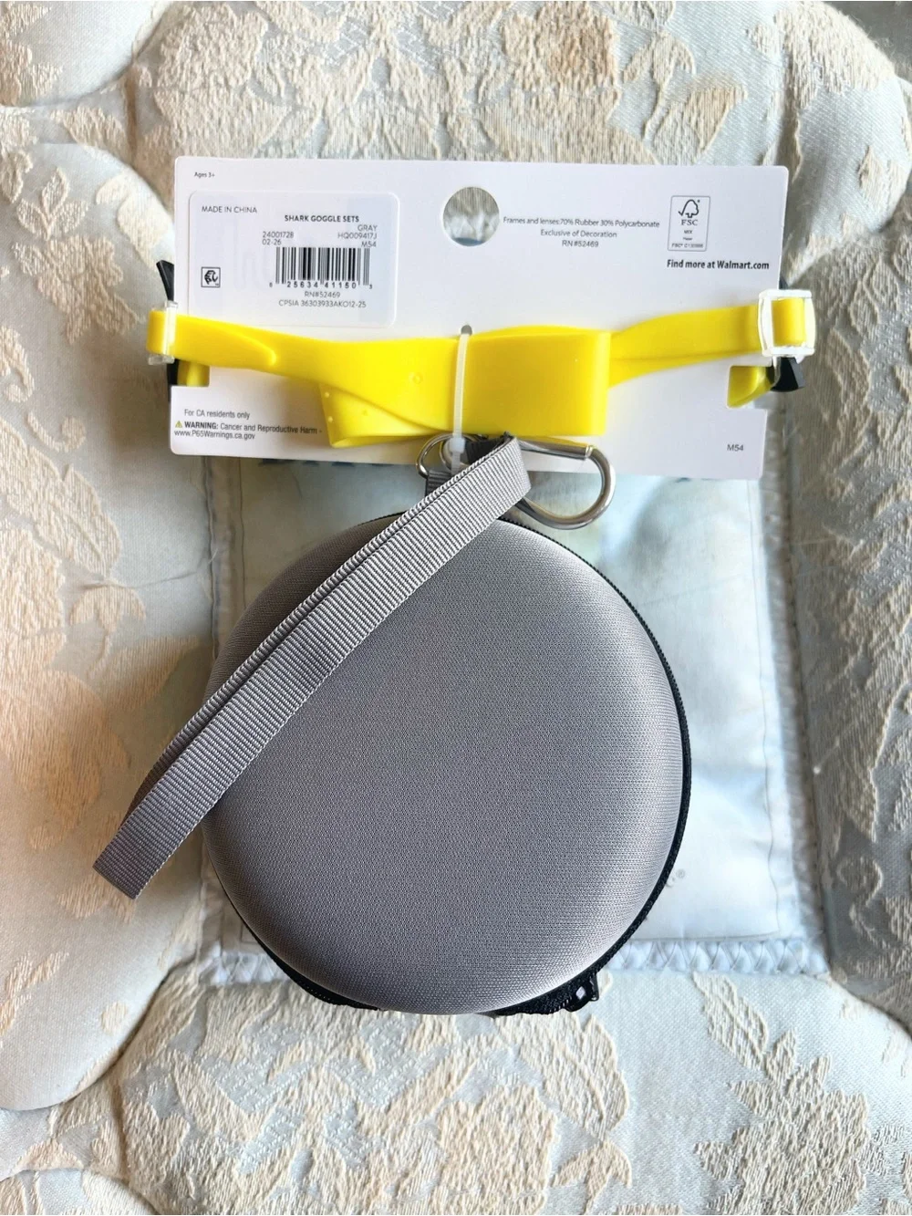 BNWT Kids Yellow Shark Swim Goggles with Case